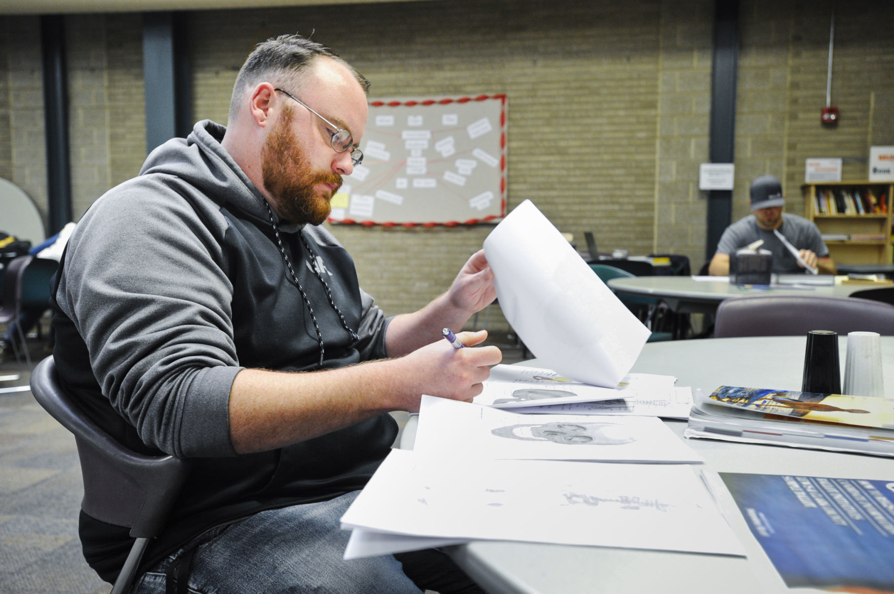 Joey Wohlers studies for an anatomy test